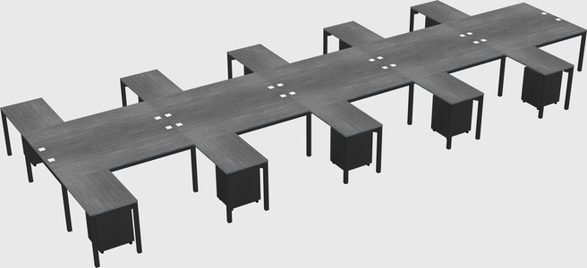 Shared l-shaped desk