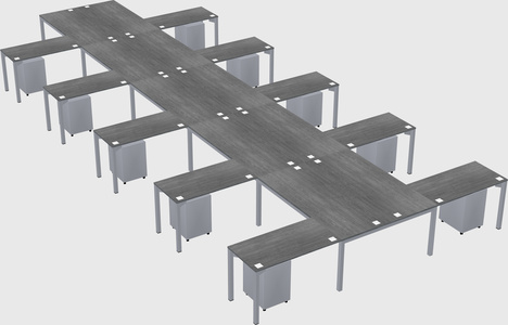 Shared l-shaped desk