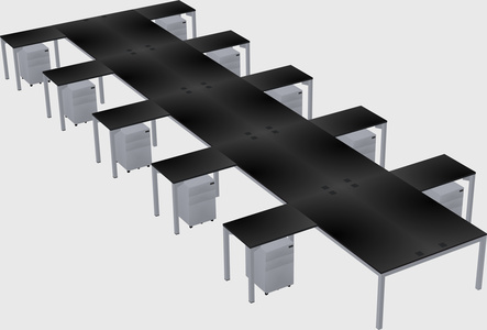 Shared l-shaped desk