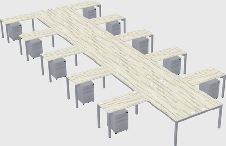 Shared l-shaped desk