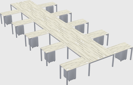 Shared l-shaped desk