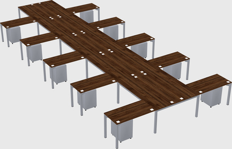 Shared l-shaped desk
