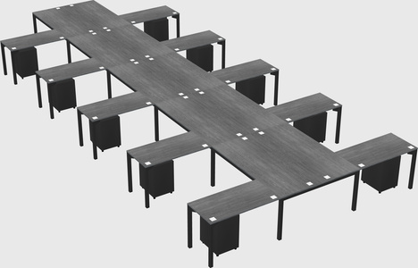 Shared l-shaped desk