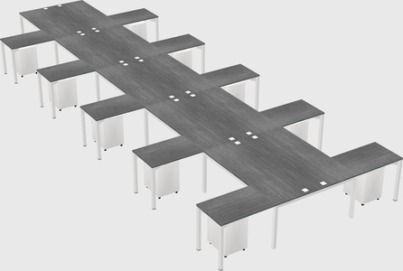 Shared l-shaped desk
