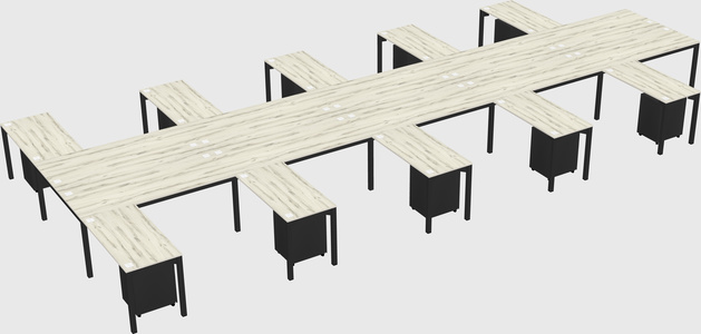 Shared l-shaped desk