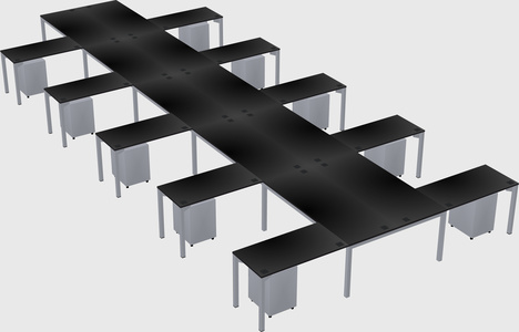 Shared l-shaped desk