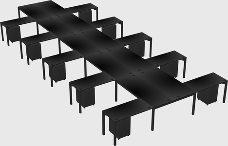 Shared l-shaped desk