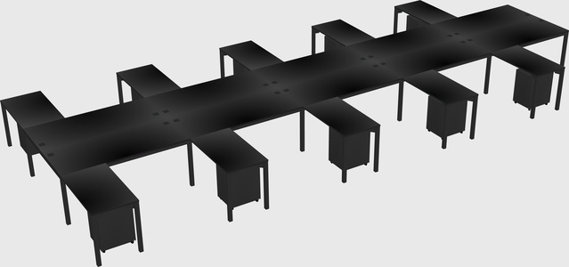 Shared l-shaped desk
