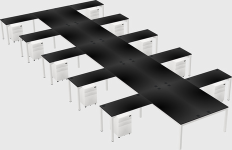 Shared l-shaped desk