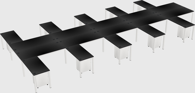 Shared l-shaped desk