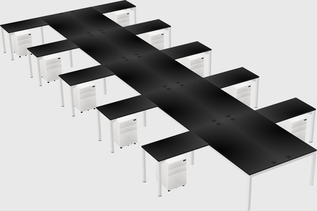 Shared l-shaped desk