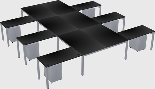 Shared l-shaped desk