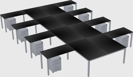 Shared l-shaped desk