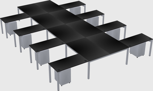Shared l-shaped desk