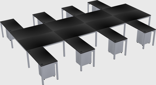 Shared l-shaped desk