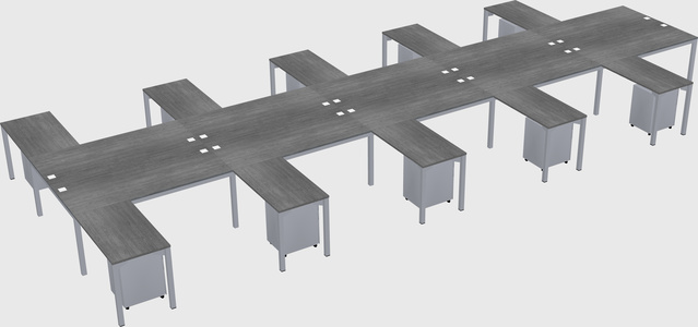 Shared l-shaped desk