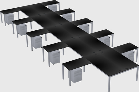 Shared l-shaped desk