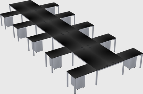 Shared l-shaped desk