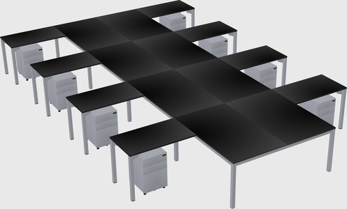 Shared l-shaped desk