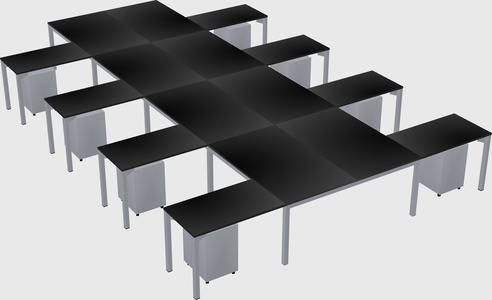 Shared l-shaped desk