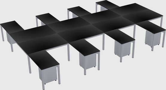 Shared l-shaped desk