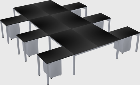 Shared l-shaped desk
