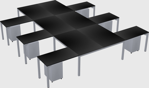Shared l-shaped desk