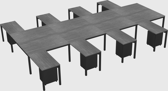 Shared l-shaped desk