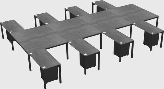 Shared l-shaped desk
