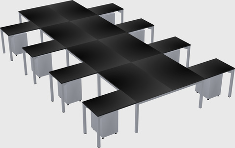 Shared l-shaped desk