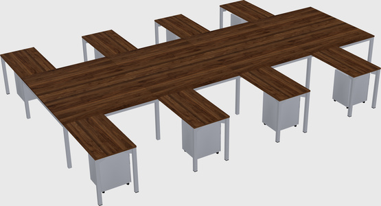 Shared l-shaped desk