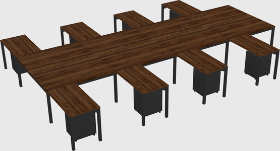 Shared l-shaped desk