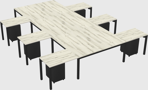 Shared l-shaped desk