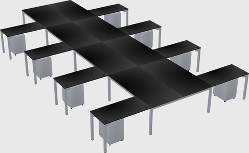 Shared l-shaped desk