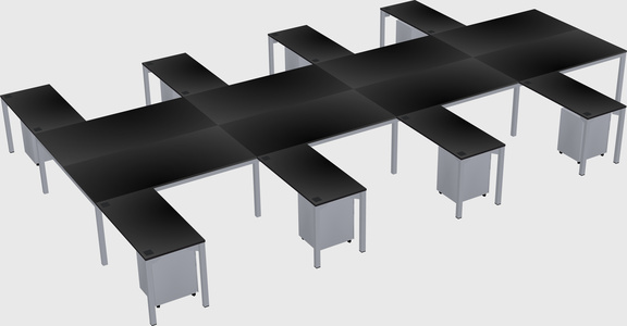 Shared l-shaped desk