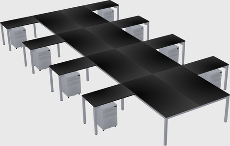 Shared l-shaped desk