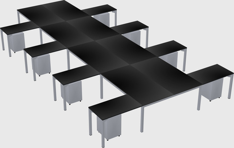 Shared l-shaped desk