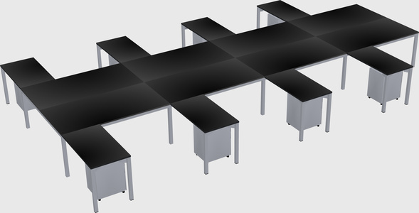 Shared l-shaped desk