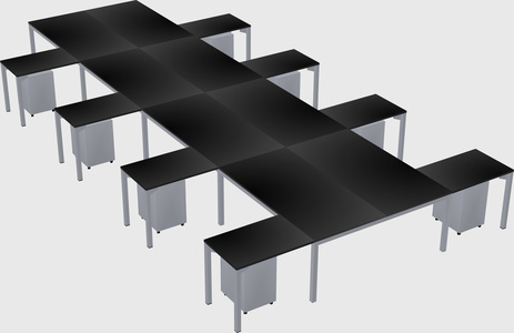 Shared l-shaped desk