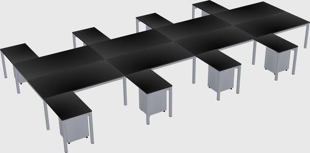 Shared l-shaped desk