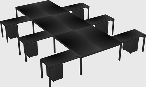 Shared l-shaped desk