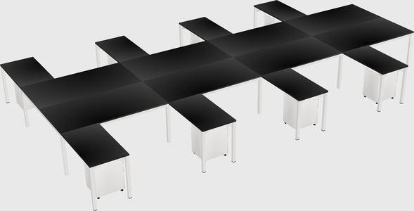 Shared l-shaped desk