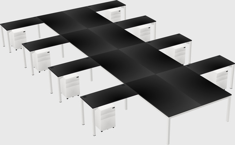 Shared l-shaped desk