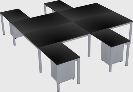 Shared l-shaped desk