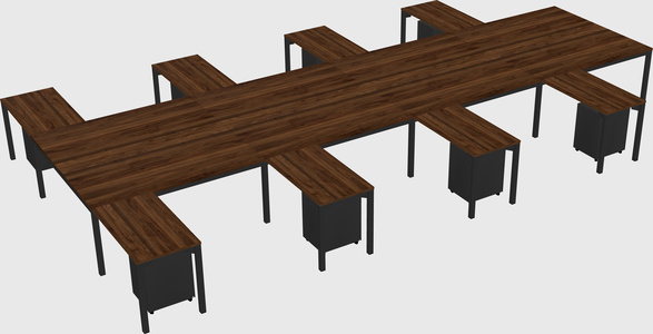 Shared l-shaped desk