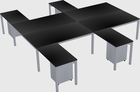 Shared l-shaped desk