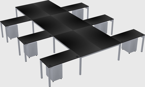 Shared l-shaped desk