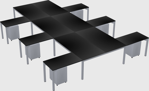 Shared l-shaped desk