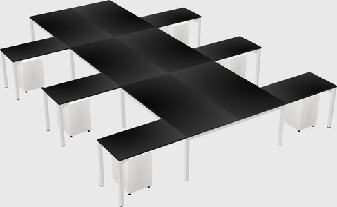 Shared l-shaped desk