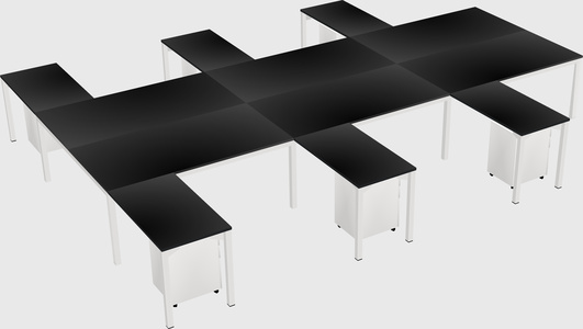 Shared l-shaped desk